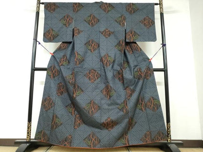 平和屋着物●本場大島紬　7マルキ　枝葉文　正絹　逸品　DAAY5353ud