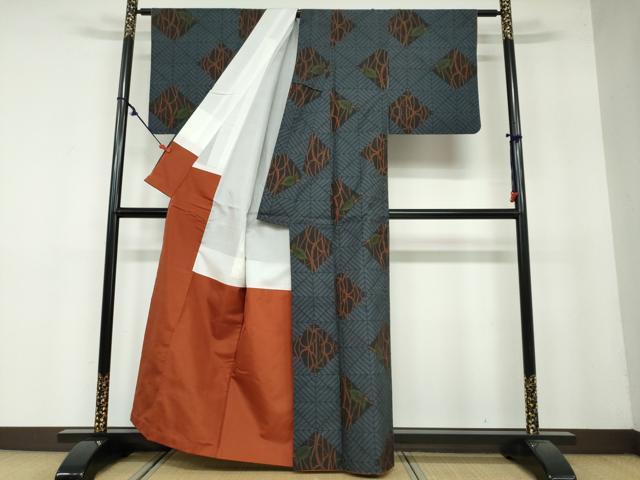 平和屋着物●本場大島紬　7マルキ　枝葉文　正絹　逸品　DAAY5353ud