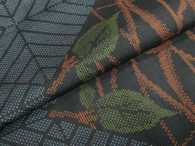 平和屋着物●本場大島紬　7マルキ　枝葉文　正絹　逸品　DAAY5353ud