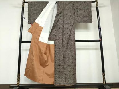 平和屋着物●本場大島紬　7マルキ　麻の葉文様　正絹　逸品　DAAY5367ud