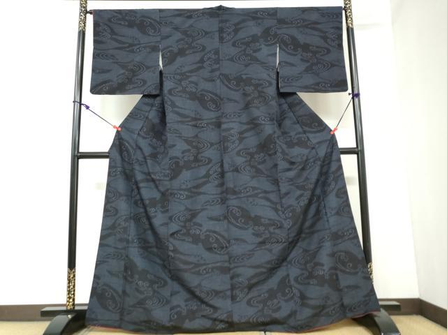 平和屋着物●結城紬 80亀甲 流水文 正絹 逸品 DAAY5399ud