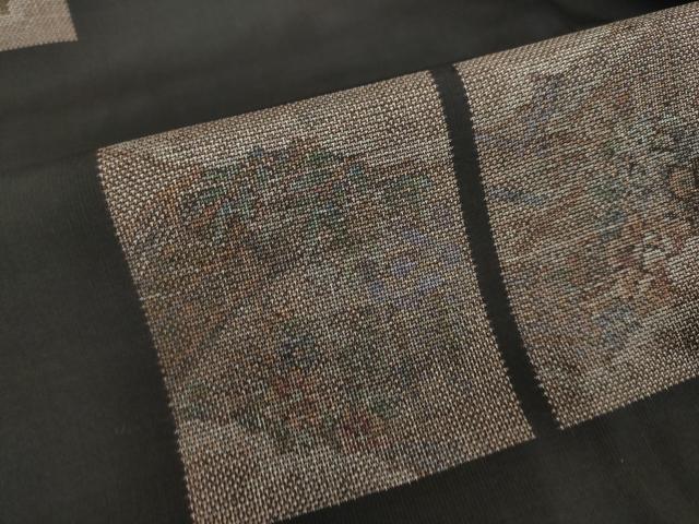 平和屋着物●本場大島紬 9マルキ 地空き 色紙風景草花文 正絹 逸品 DAAY5403ud