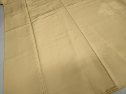 平和屋着物●上質な色無地　舞花地紋　萱草色　正絹　逸品　DAAY5415ud