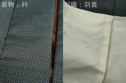 平和屋着物●男性　本場大島紬　アンサンブル　長羽織　100亀甲　総詰め　正絹　逸品　DAAY5421ud