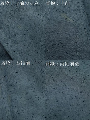 平和屋着物●男性　髭紬　アンサンブル　長羽織　藍鼠色　キングサイズ　正絹　逸品　DAAY5424ud