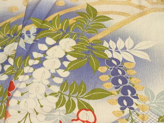 平和屋着物●アンティーク 大正ロマン 小振袖 立波草花文 正絹 逸品 DAAY5442ud