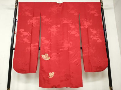 平和屋着物●振袖用長襦袢 袷 雲取几帳舞蝶文 金彩 正絹 逸品 DAAY5443ud