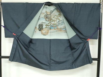 平和屋着物●男性　本場大島紬　アンサンブル　長羽織　100亀甲　総詰め　正絹　逸品　DAAY5446ud
