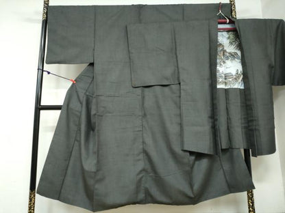 平和屋着物●男性　紬　アンサンブル　100亀甲　正絹　逸品　DAAY5449ud