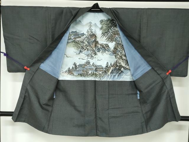 平和屋着物●男性　紬　アンサンブル　100亀甲　正絹　逸品　DAAY5449ud