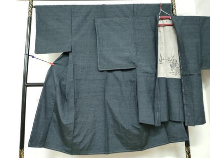 平和屋着物●男性 紬 アンサンブル 幾何学文様 正絹 逸品 未使用 DAAY5492ud