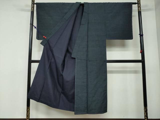 平和屋着物●男性 紬 アンサンブル 幾何学文様 正絹 逸品 未使用 DAAY5492ud