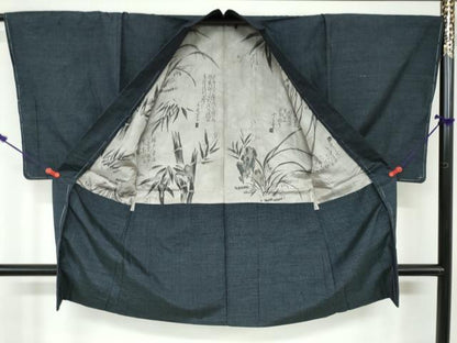 平和屋着物●男性 紬 アンサンブル 幾何学文様 正絹 逸品 未使用 DAAY5492ud