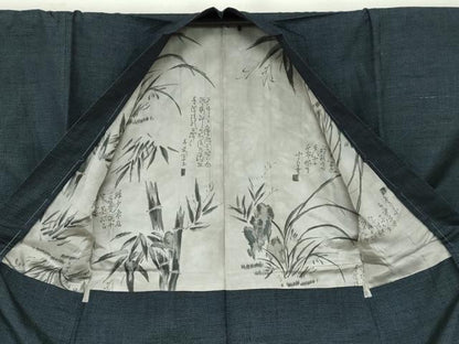 平和屋着物●男性 紬 アンサンブル 幾何学文様 正絹 逸品 未使用 DAAY5492ud