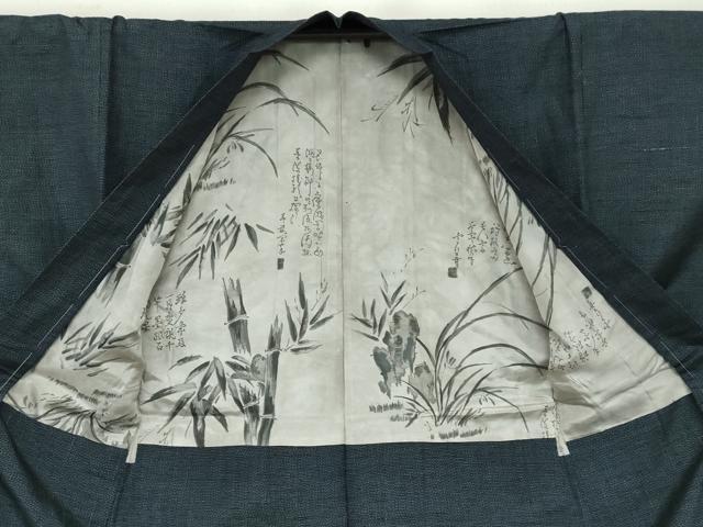 平和屋着物●男性 紬 アンサンブル 幾何学文様 正絹 逸品 未使用 DAAY5492ud