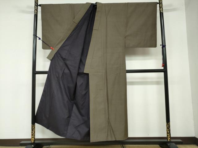 平和屋着物●男性　紬　アンサンブル　長羽織　100亀甲　総詰め　正絹　逸品　DABF1210ud