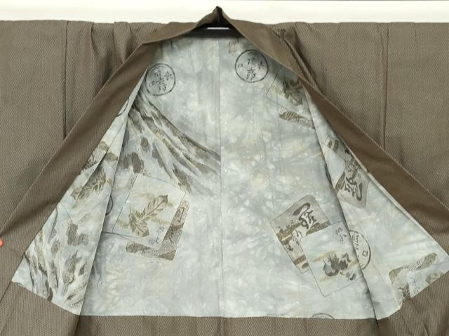 平和屋着物●男性　紬　アンサンブル　長羽織　100亀甲　総詰め　正絹　逸品　DABF1210ud