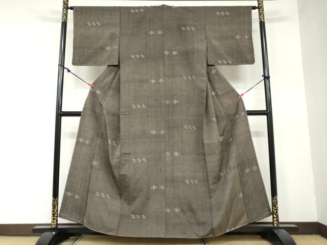 平和屋着物●上質な紬 絣文様 正絹 逸品 未使用 DAAY5536ud