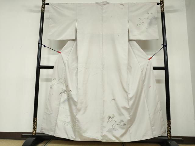 平和屋着物●訪問着 作家物 紬地 流水草花文 鈴乃屋扱い 正絹 逸品 DAAY5538ud