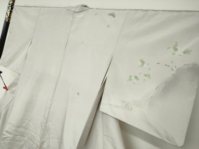 平和屋着物●訪問着 作家物 紬地 流水草花文 鈴乃屋扱い 正絹 逸品 DAAY5538ud