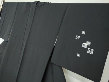 平和屋着物●訪問着 箔散らし草花文 黒地 金彩 正絹 逸品 DAAY5543ud
