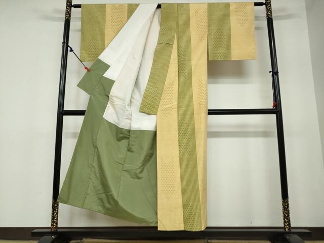 平和屋着物●上質な紬　矢羽文　正絹　逸品　DAAY5554ud