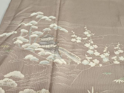 平和屋着物●訪問着　立波風景草花文　金彩　正絹　逸品　DAAY5555ud