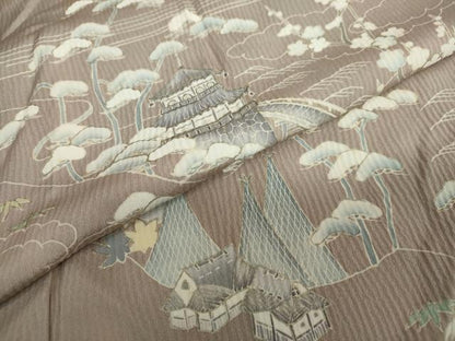 平和屋着物●訪問着　立波風景草花文　金彩　正絹　逸品　DAAY5555ud