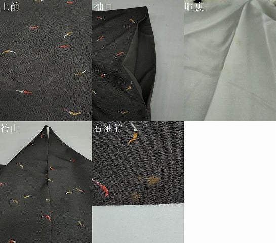 平和屋着物●上質な小紋 成物 唐辛子 鬼しぼ縮緬 正絹 逸品 DAAY5557ud