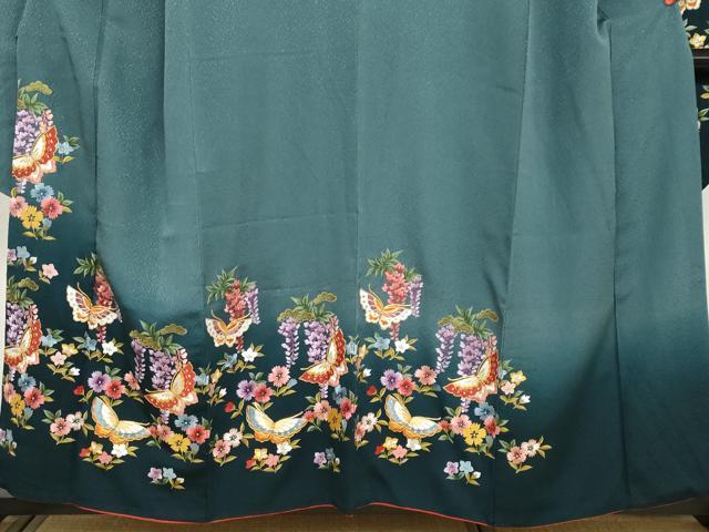 平和屋着物●豪華振袖・長襦袢（無双仕立て）・袋帯セット　総刺繍　駒刺繍　花蝶文　暈し染め　金糸　正絹　逸品　DAAY5564ud