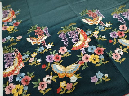 平和屋着物●豪華振袖・長襦袢（無双仕立て）・袋帯セット　総刺繍　駒刺繍　花蝶文　暈し染め　金糸　正絹　逸品　DAAY5564ud