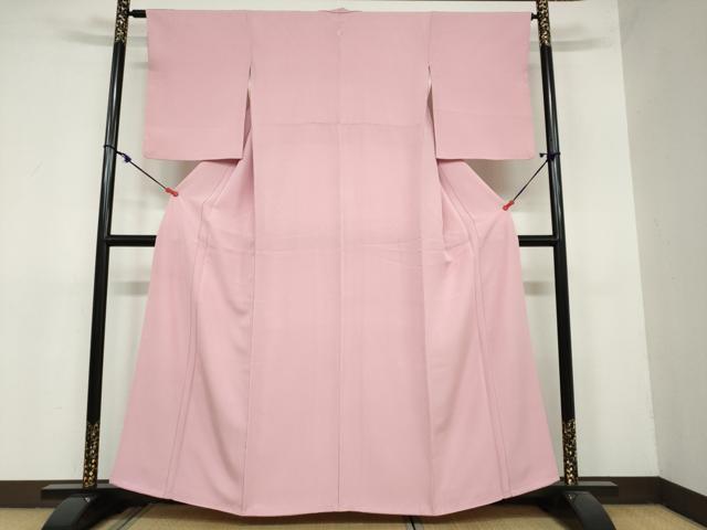 平和屋着物●上質な色無地　紅梅色　正絹　逸品　DAAY5579ud