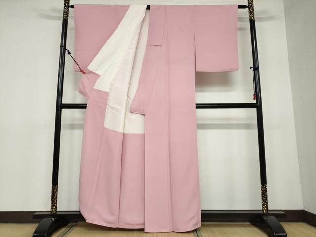 平和屋着物●上質な色無地　紅梅色　正絹　逸品　DAAY5579ud
