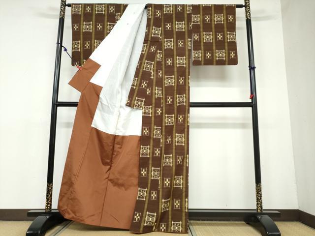 平和屋着物●上質な紬　花蝶間道　正絹　逸品　DAAY5592ud