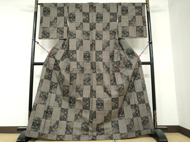 平和屋着物●本場大島紬　７マルキ　雲霞草花文　正絹　逸品　DAAY5602ud