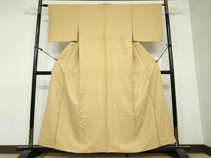 平和屋着物●上質な色無地　霞地紋　黄橡色　正絹　逸品　DAAY5620ud