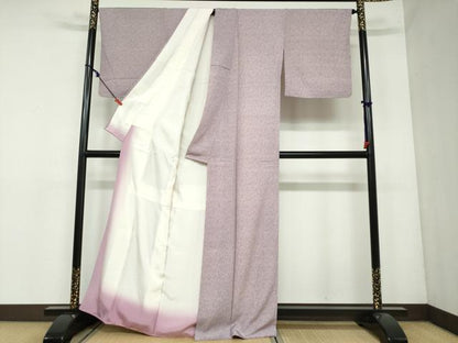 平和屋着物●人間国宝 初代 六谷梅軒(六谷紀久男)錐彫り 重要無形文化 財伊勢型紙 江戸小紋 扇面枝葉文 正絹 逸品 未使用 DAAY5635ud