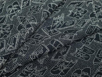 平和屋着物●江戸小紋 冊子花鳥文 黒地 正絹 逸品 DAAY5641ud