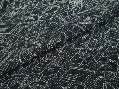 平和屋着物●江戸小紋 冊子花鳥文 黒地 正絹 逸品 DAAY5641ud