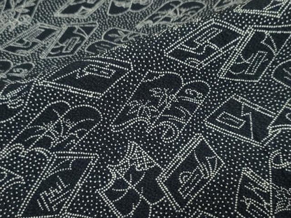 平和屋着物●江戸小紋 冊子花鳥文 黒地 正絹 逸品 DAAY5641ud
