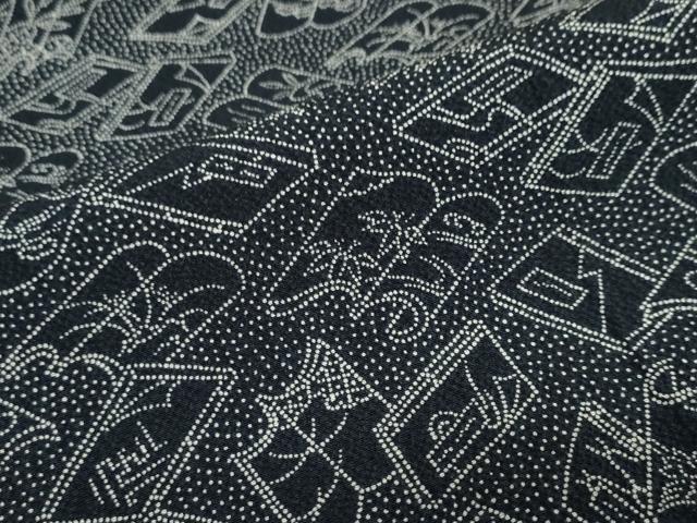 平和屋着物●江戸小紋 冊子花鳥文 黒地 正絹 逸品 DAAY5641ud