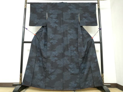 平和屋着物●結城紬　雲霞風景文　正絹　逸品　DAAY5647ud