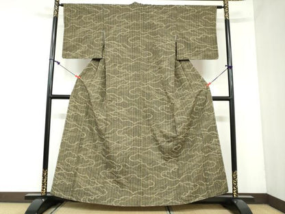 平和屋着物●上質な紬　雲霞文　正絹　逸品　未使用　DAAY5650ud