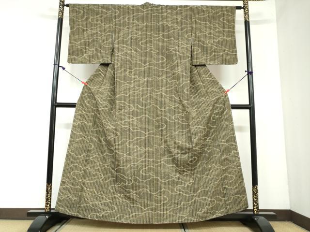 平和屋着物●上質な紬　雲霞文　正絹　逸品　未使用　DAAY5650ud