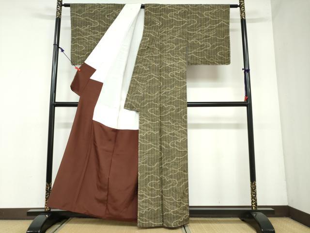 平和屋着物●上質な紬　雲霞文　正絹　逸品　未使用　DAAY5650ud