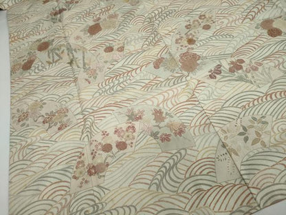 平和屋着物●上質な紬　地紙草花文　金彩　正絹　逸品　DAAY5667ud