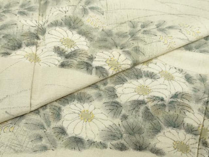 平和屋着物●訪問着 紬地 手描き 草花文 正絹 逸品 DAAY5675ud