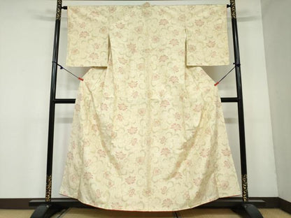 平和屋着物●上質な紬　更紗花唐草文　正絹　逸品　DAAY5676ud