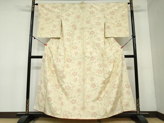 平和屋着物●上質な紬　更紗花唐草文　正絹　逸品　DAAY5676ud