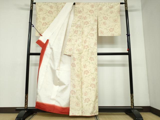 平和屋着物●上質な紬　更紗花唐草文　正絹　逸品　DAAY5676ud